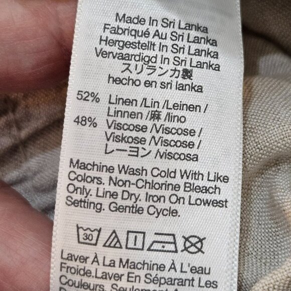 Madewell Linen Blend Pleated Tapered Pants Small Beige Elastic Waist - Picture 7 of 10